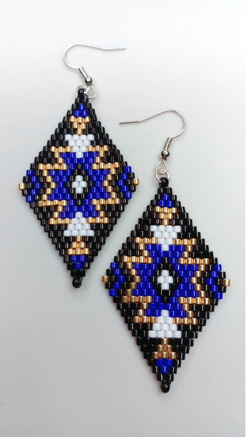 Yonder Art Deco Blue Beaded Earrings