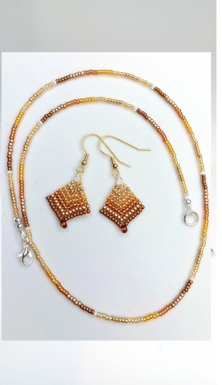 Yonder Beaded Amber Gold Jewelry Set