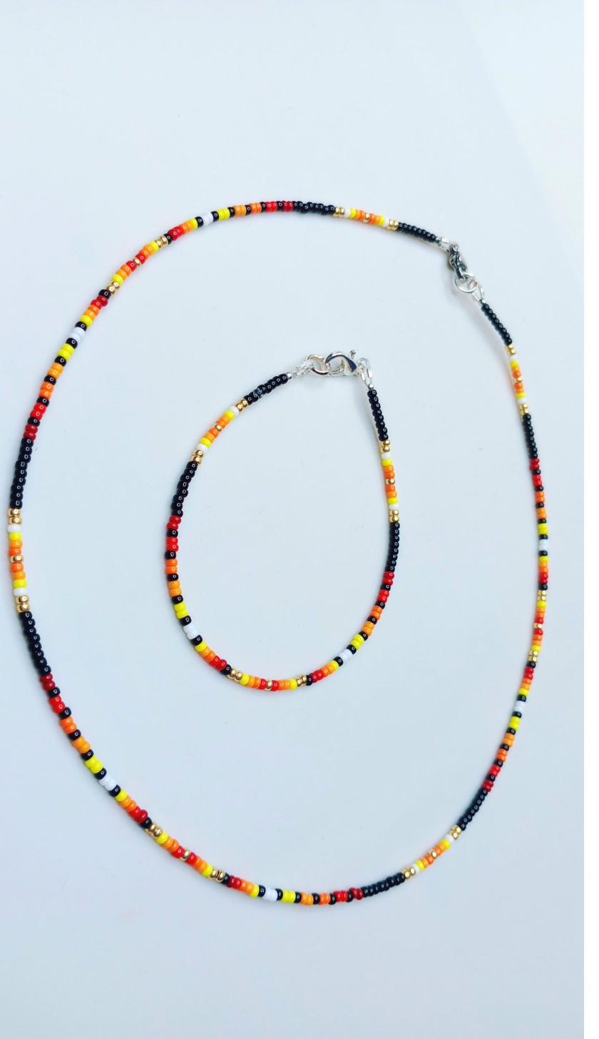 Yonder Beaded Fire Colors Jewelry Set