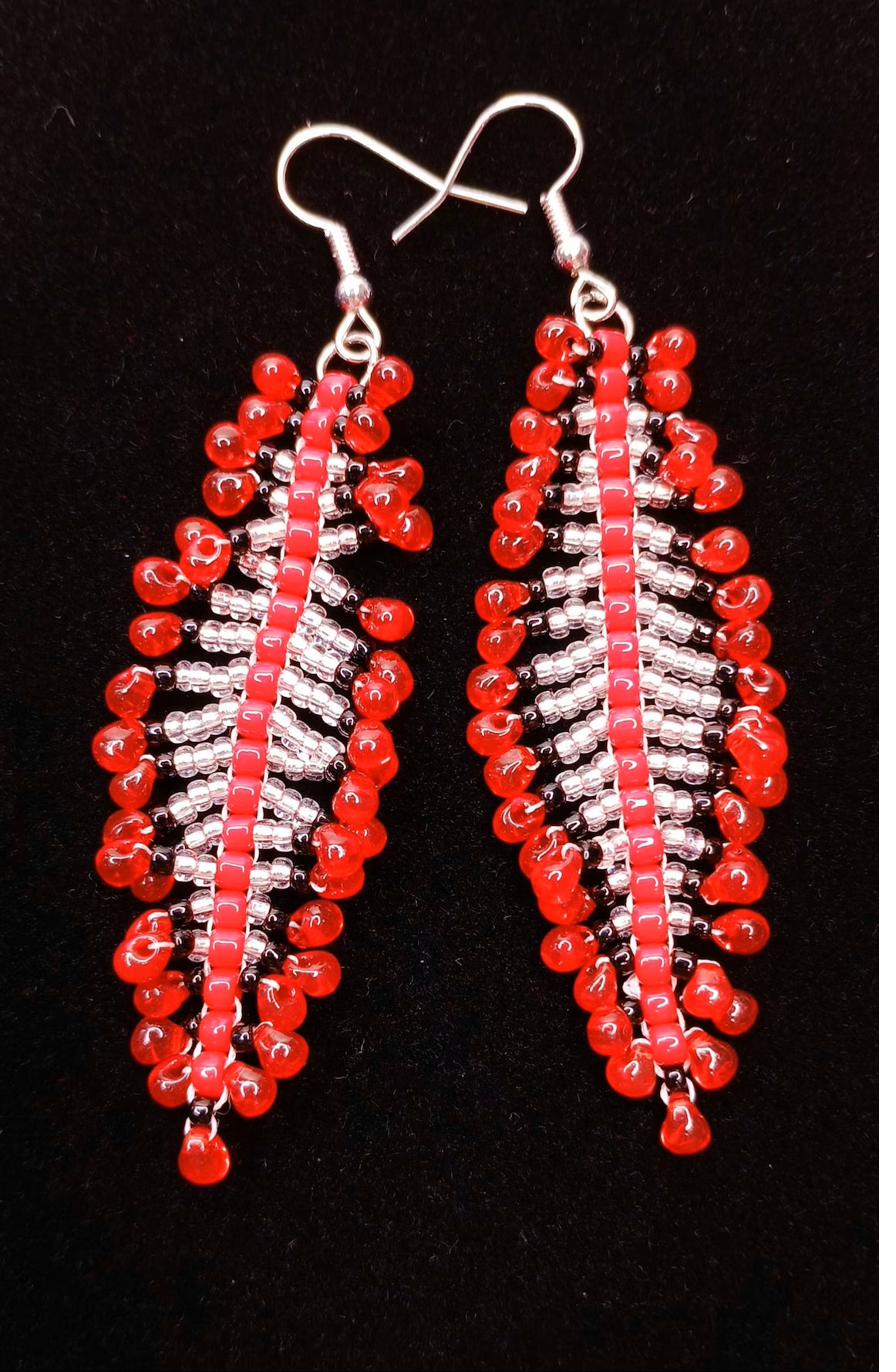 Yonder Beaded Red Leaf Earrings