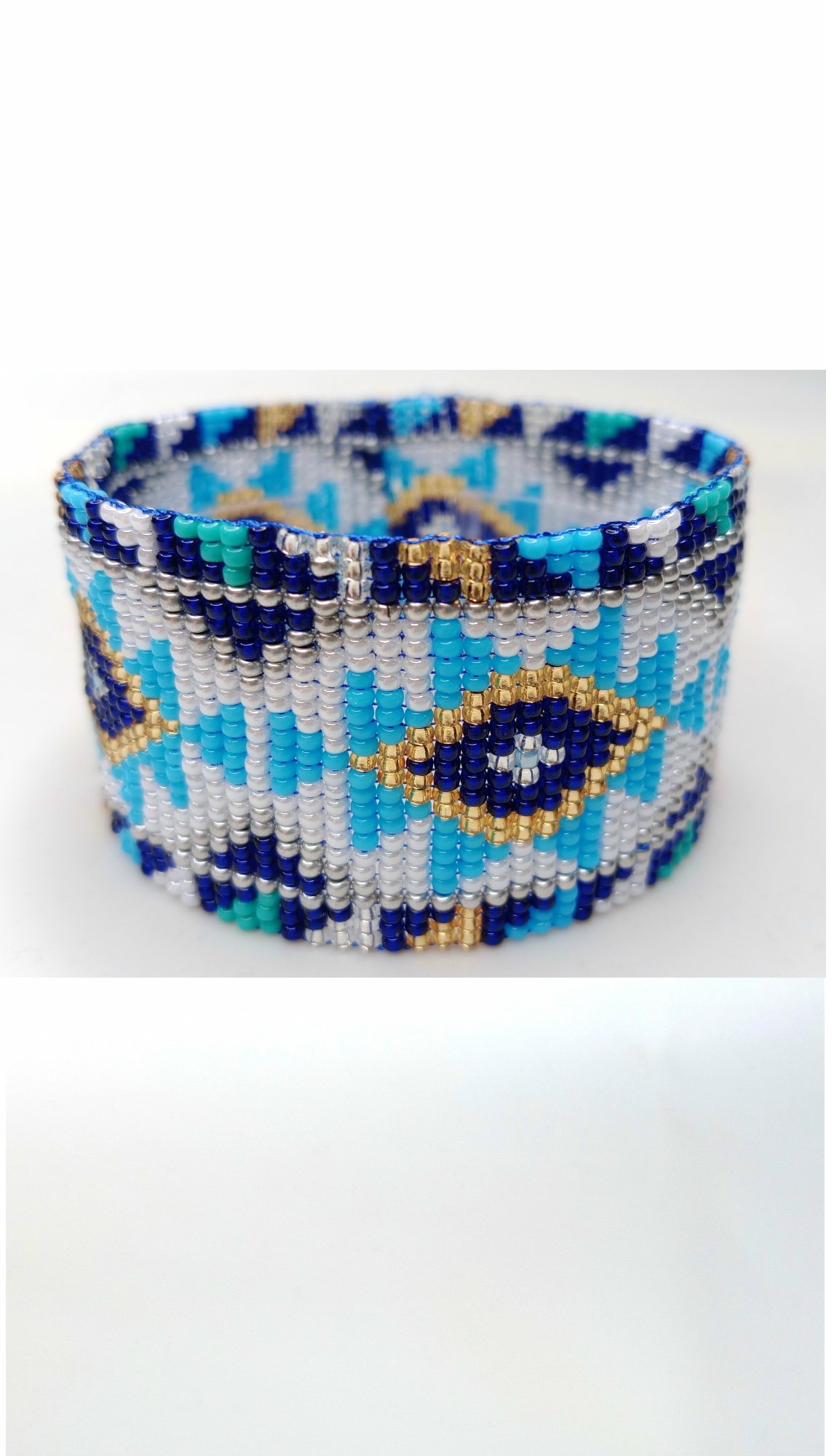 Yonder Beaded Western Blue Gold Bracelet